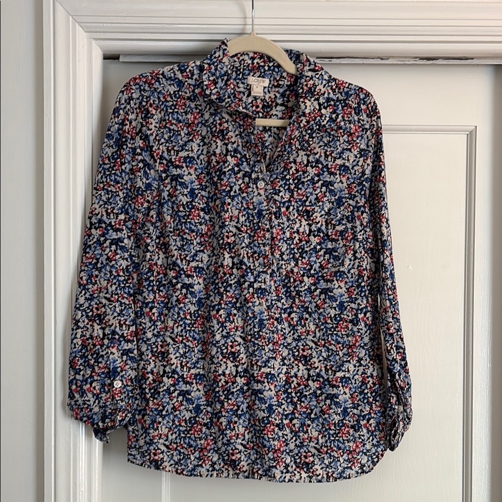 J. Crew Blue floral Pop-over
